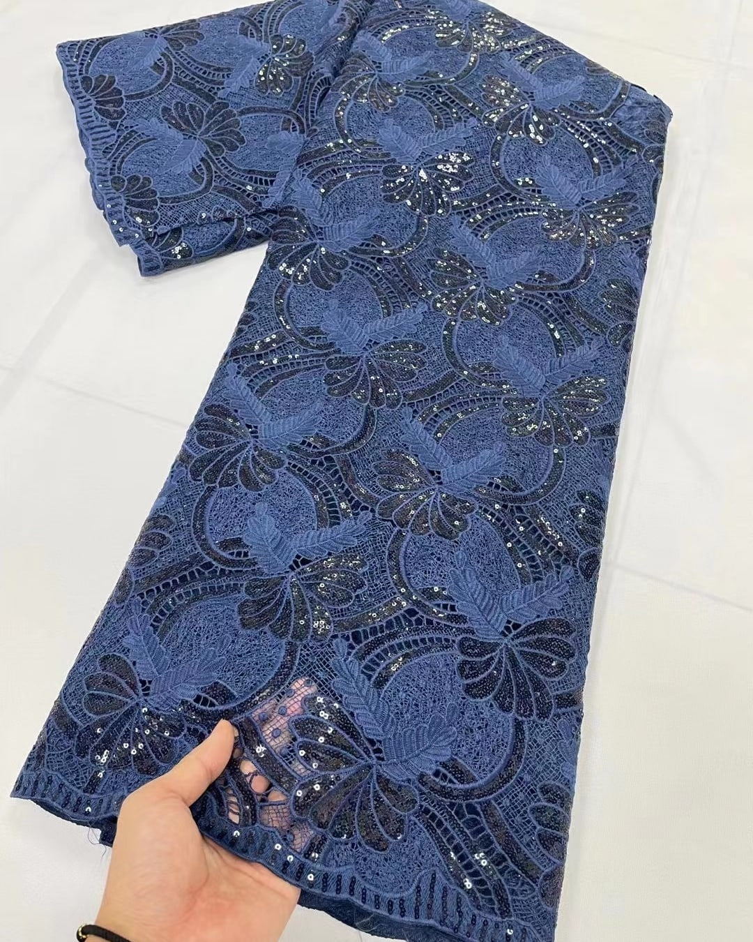 African Fabric Cord Lace With Sequins
