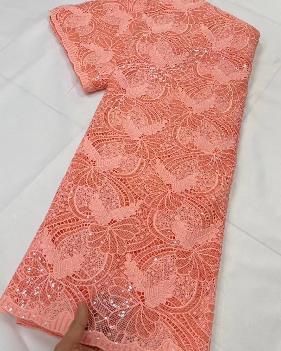 Woman Wedding Dress - African Cord Lace Fabrics