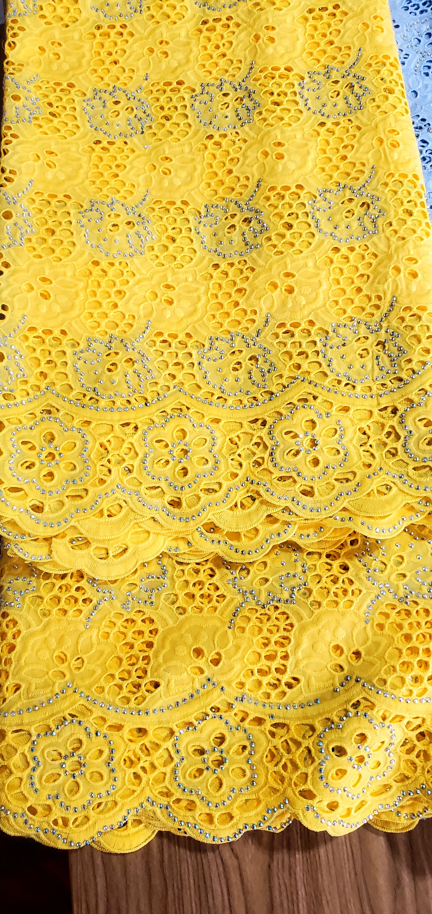 Exquisite Swiss Lace African Fabric of 5 Yards with Stones.