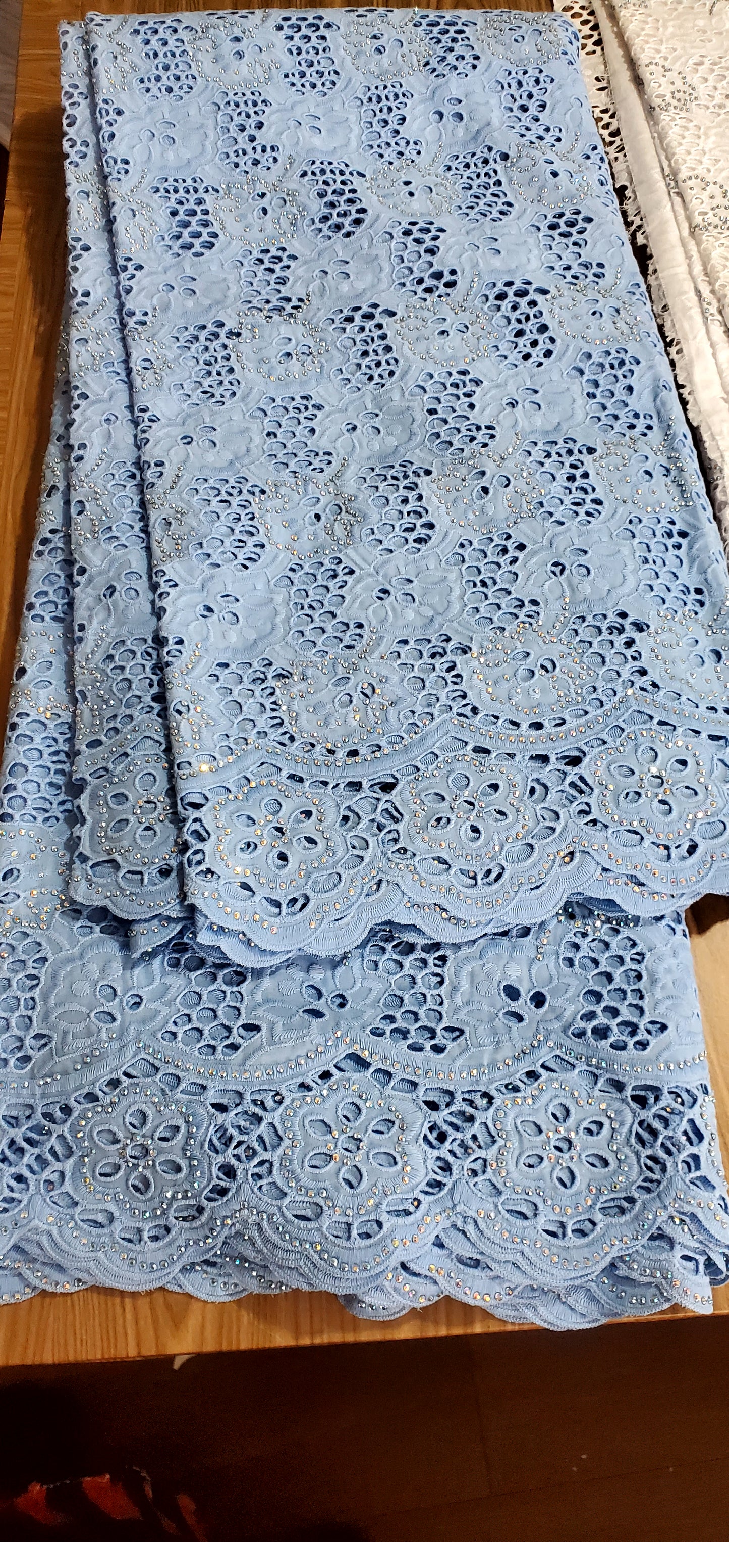 Exquisite Swiss Lace African Fabric of 5 Yards with Stones.