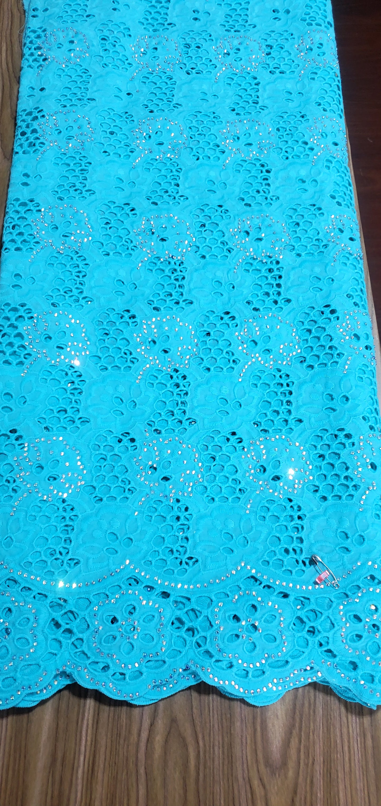 Exquisite Swiss Lace African Fabric of 5 Yards with Stones.