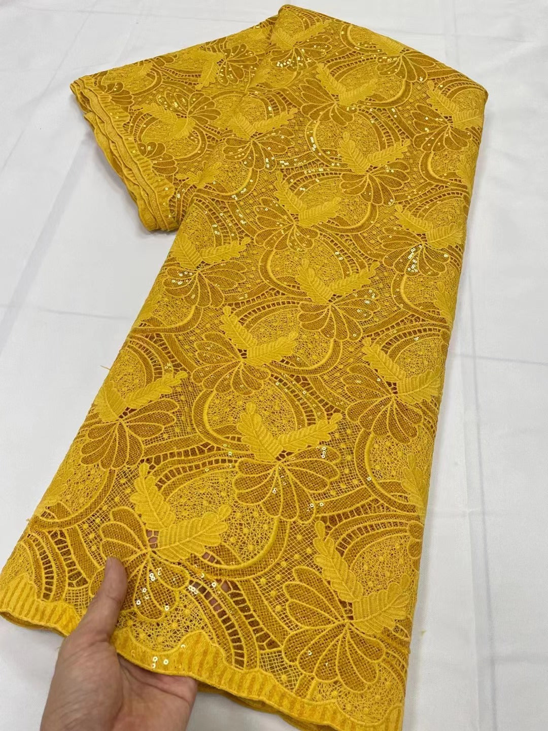 African Fabric Cord Lace With Sequins