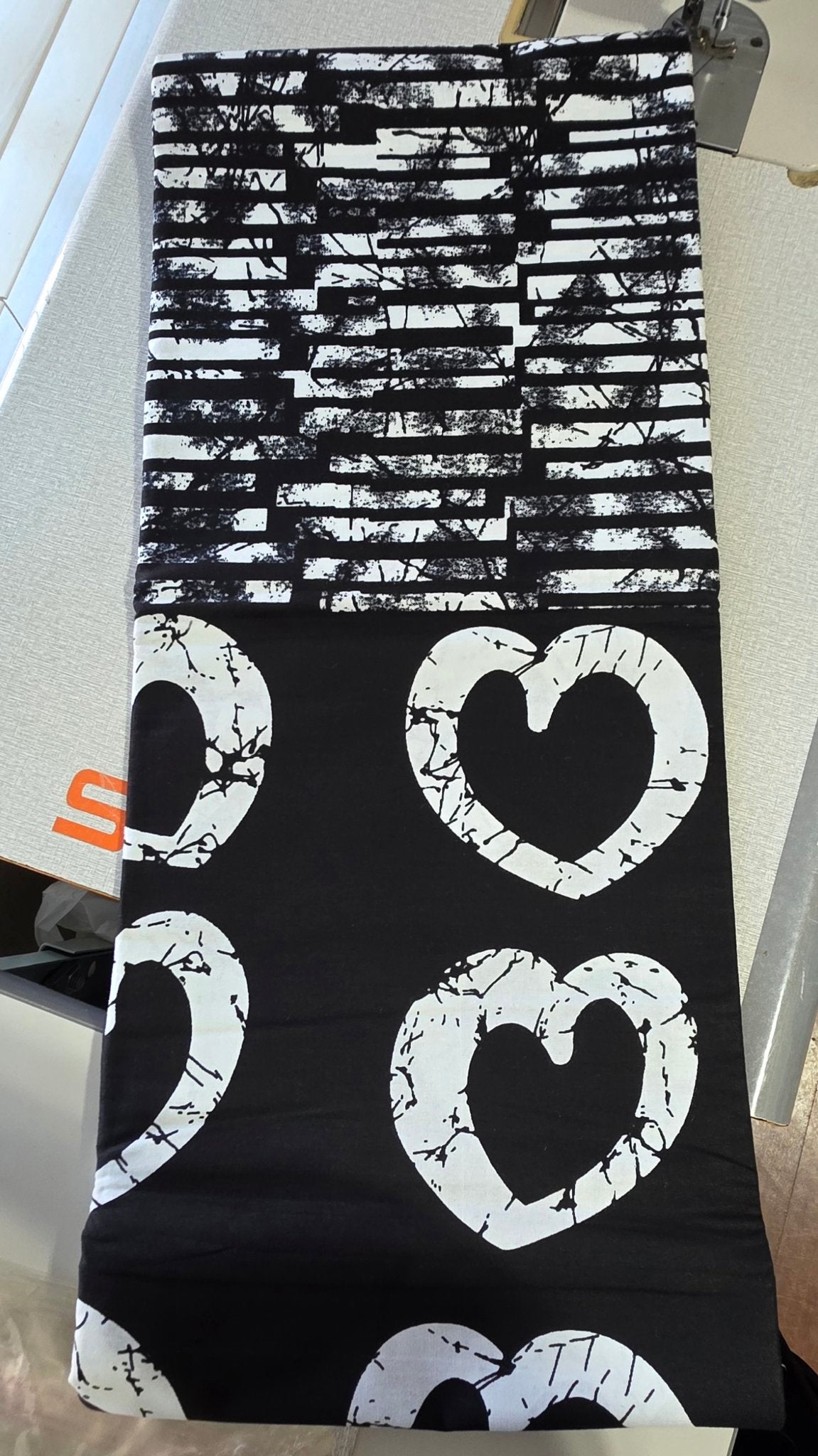 Black and White Hearts Ankara Kampala Wax print