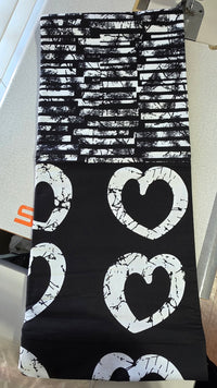 Black and White Hearts Ankara Kampala Wax print