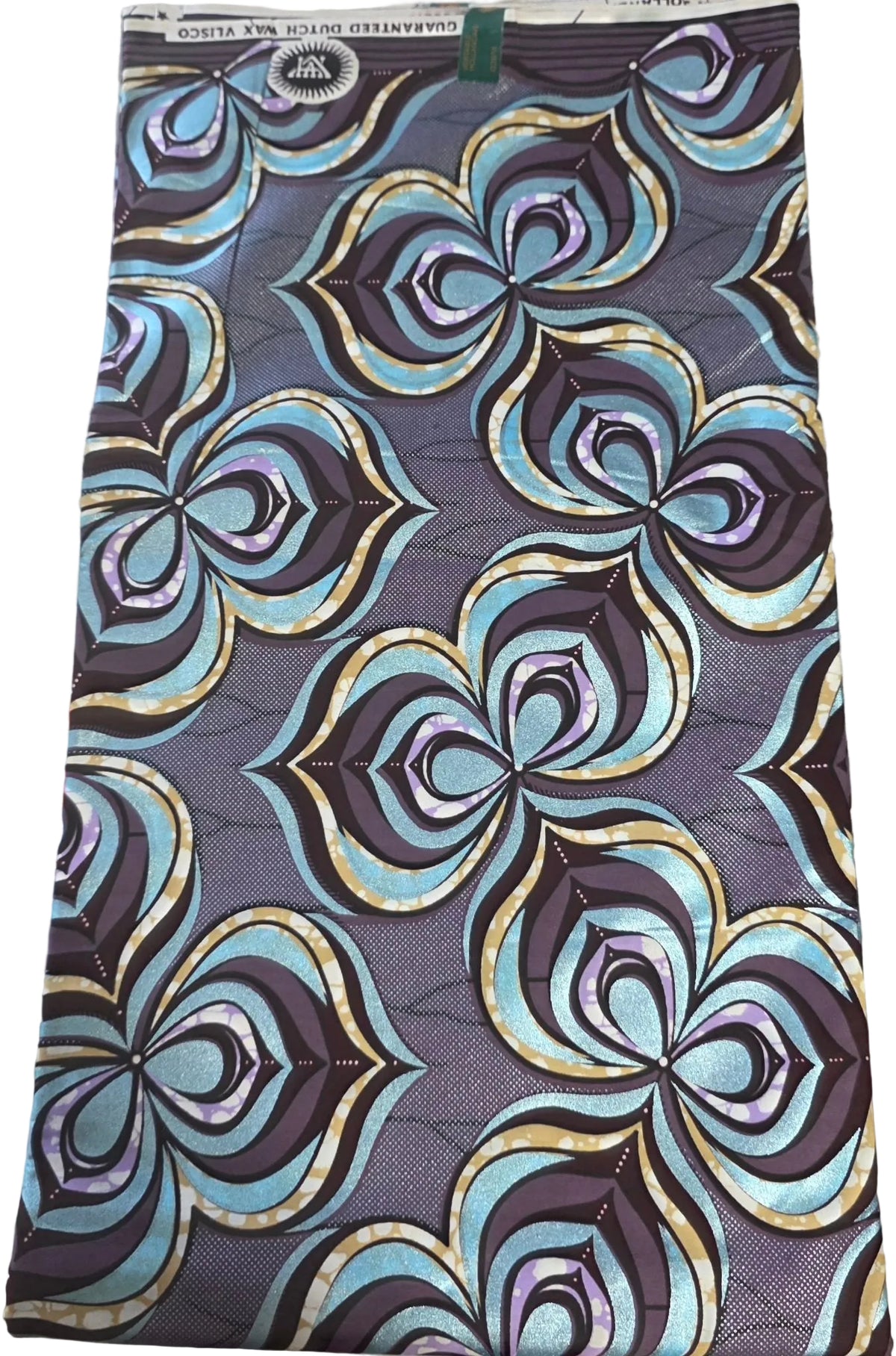 Purple, blue and gold floral Golden Wax Vlisco print