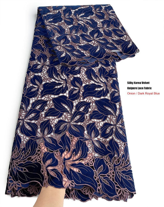 5 Yards Luxury Korea Velvet Guipure African Lace Fabric