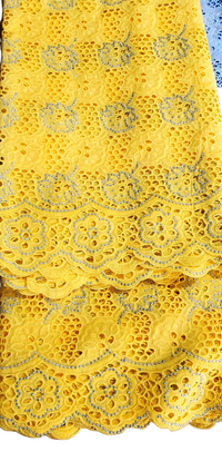 Exquisite Swiss Dry Lace African Fabric of 5 Yards with Stones.