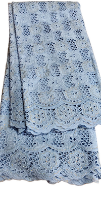 Exquisite Swiss Dry Lace African Fabric of 5 Yards with Stones.