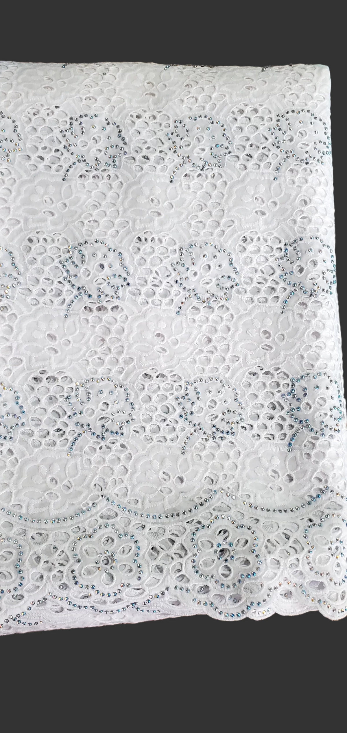 Exquisite Swiss Dry Lace African Fabric of 5 Yards with Stones.