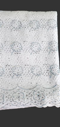 Exquisite Swiss Dry Lace African Fabric of 5 Yards with Stones.