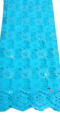 Exquisite Swiss Dry Lace African Fabric of 5 Yards with Stones.