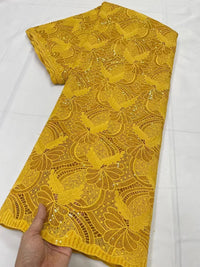 African Fabric Cord Lace With Sequins