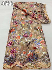 Multicolor African Beautiful Sequins Net Lace.
