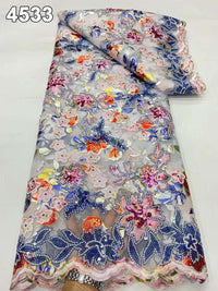 Multicolor African Beautiful Sequins Net Lace.