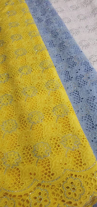 Exquisite Swiss Dry Lace African Fabric of 5 Yards with Stones.