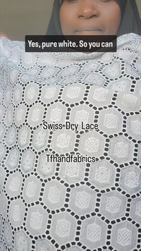Pure White, high-quality Swiss Dry Lace with Millions of Stones