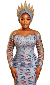 Elegant and Beautiful Sequins African fabric Net Lace 5 Yards/set.