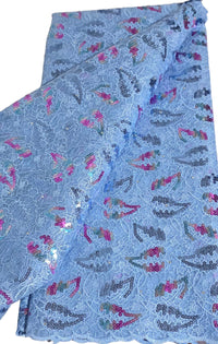 Elegant and Beautiful Sequins African fabric Net Lace 5 Yards/set.