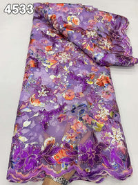 Multicolor African Beautiful Sequins Net Lace.