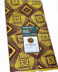 High-quality Côte d'Ivoire African Wax Print (Unisco Uniwax) New in
Yellow & maroon geometric real wax print, vibrant in person.
6 yards per piece