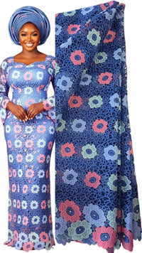 5 Yards of Elegant and Beautiful Guipure African fabric Lace with Shiny Lurex Embroidery
