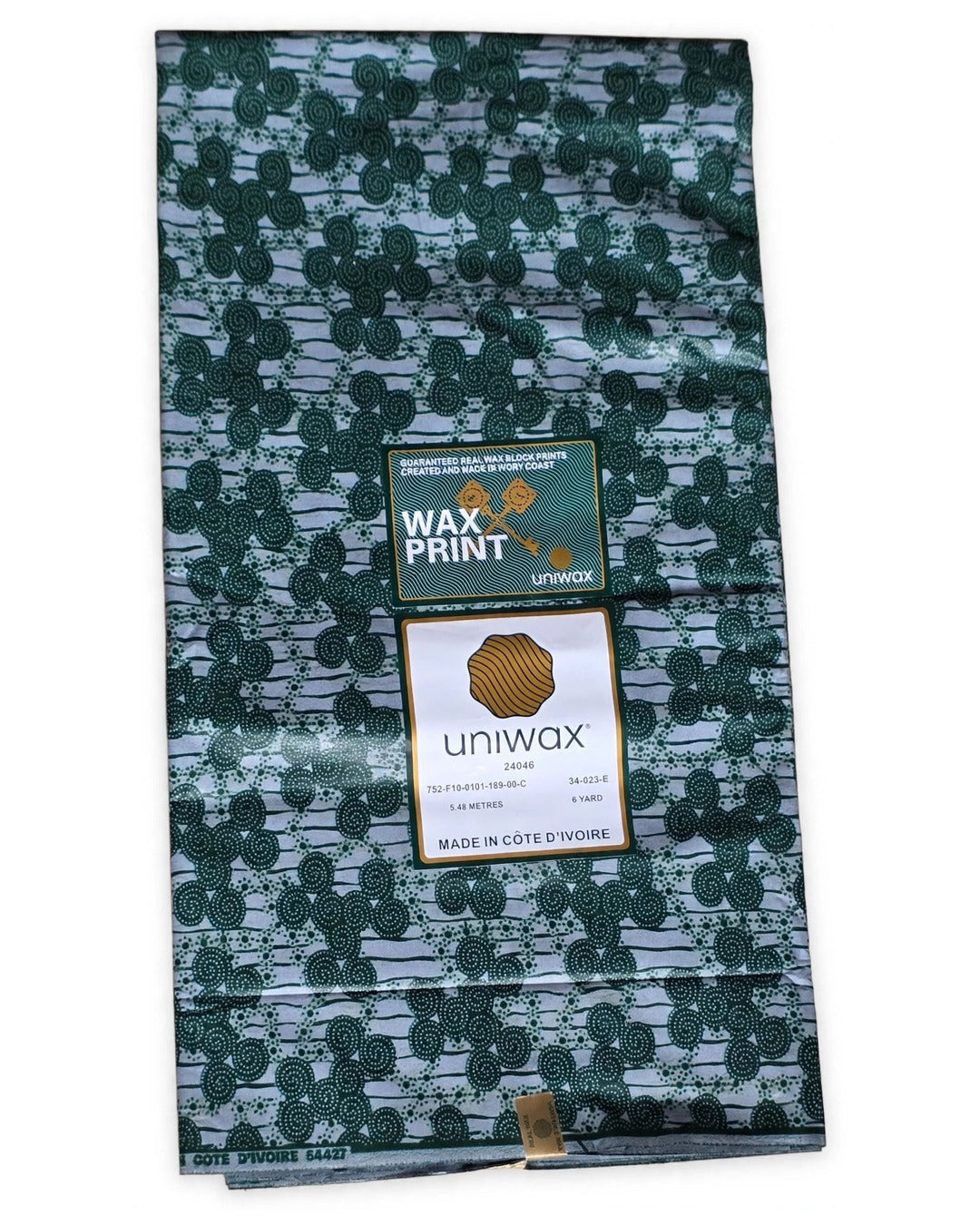 High-quality Côte d'Ivoire African Wax Print (Unisco Uniwax)
Green & grey circular real wax print — fresh and beautiful in person.
6 yards per piece.
