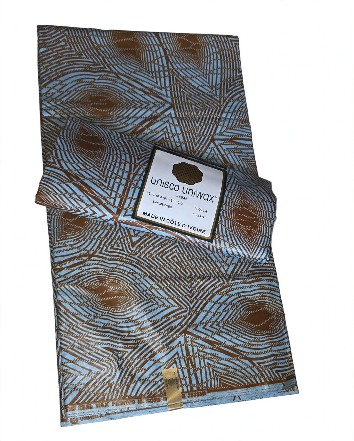 High-quality Côte d'Ivoire African Wax Print Fabric(Unisco Uniwax)
Brown & blue geometric real wax print.