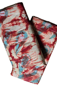 Kampala (Adire) – Red & Turquoise Tie-Dye, 5 Yards
